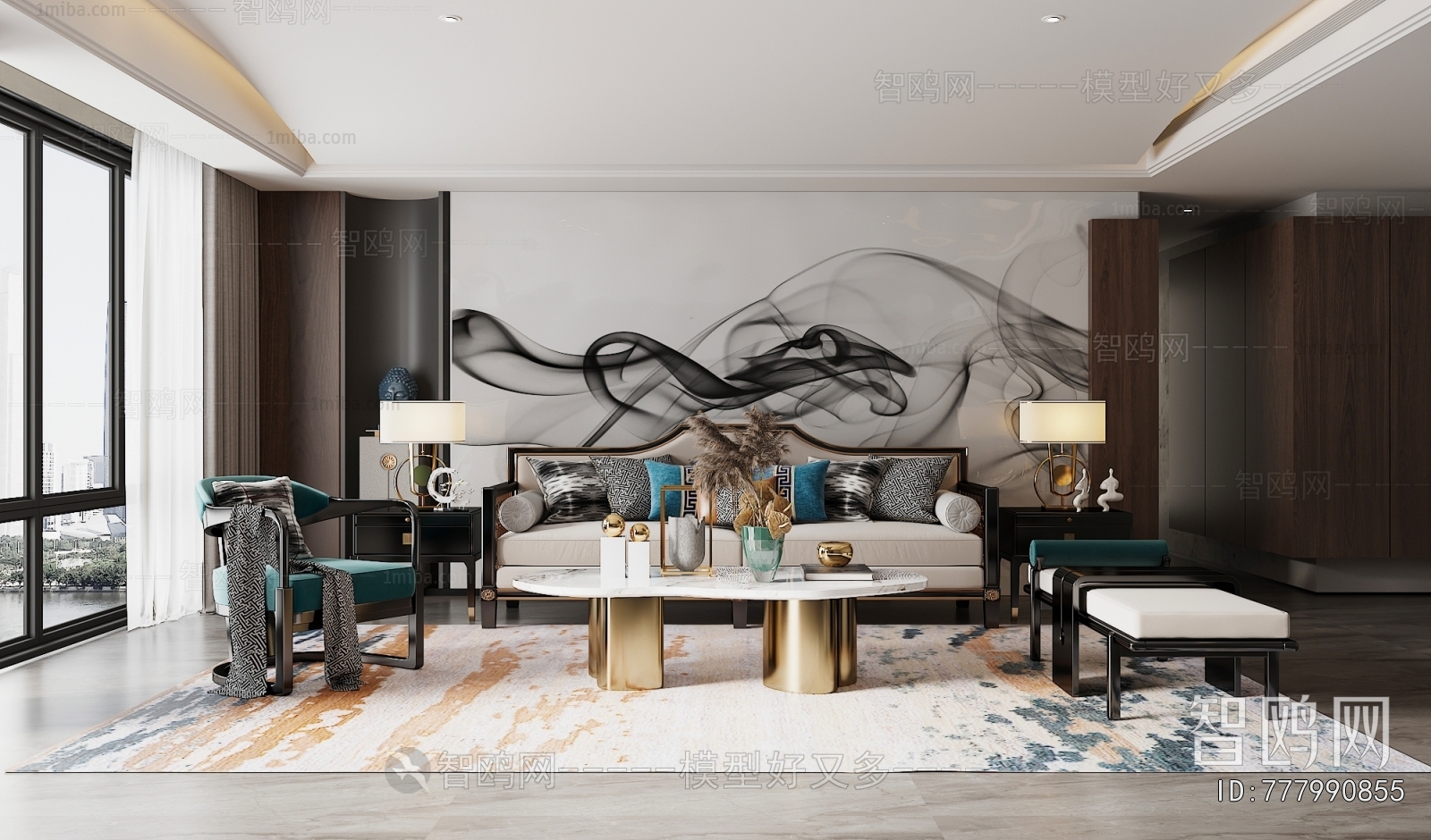 New Chinese Style A Living Room