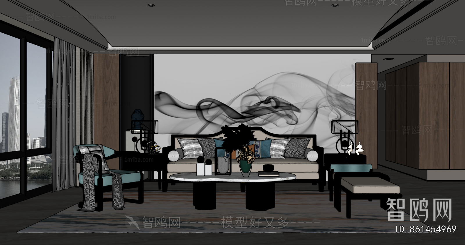 New Chinese Style A Living Room