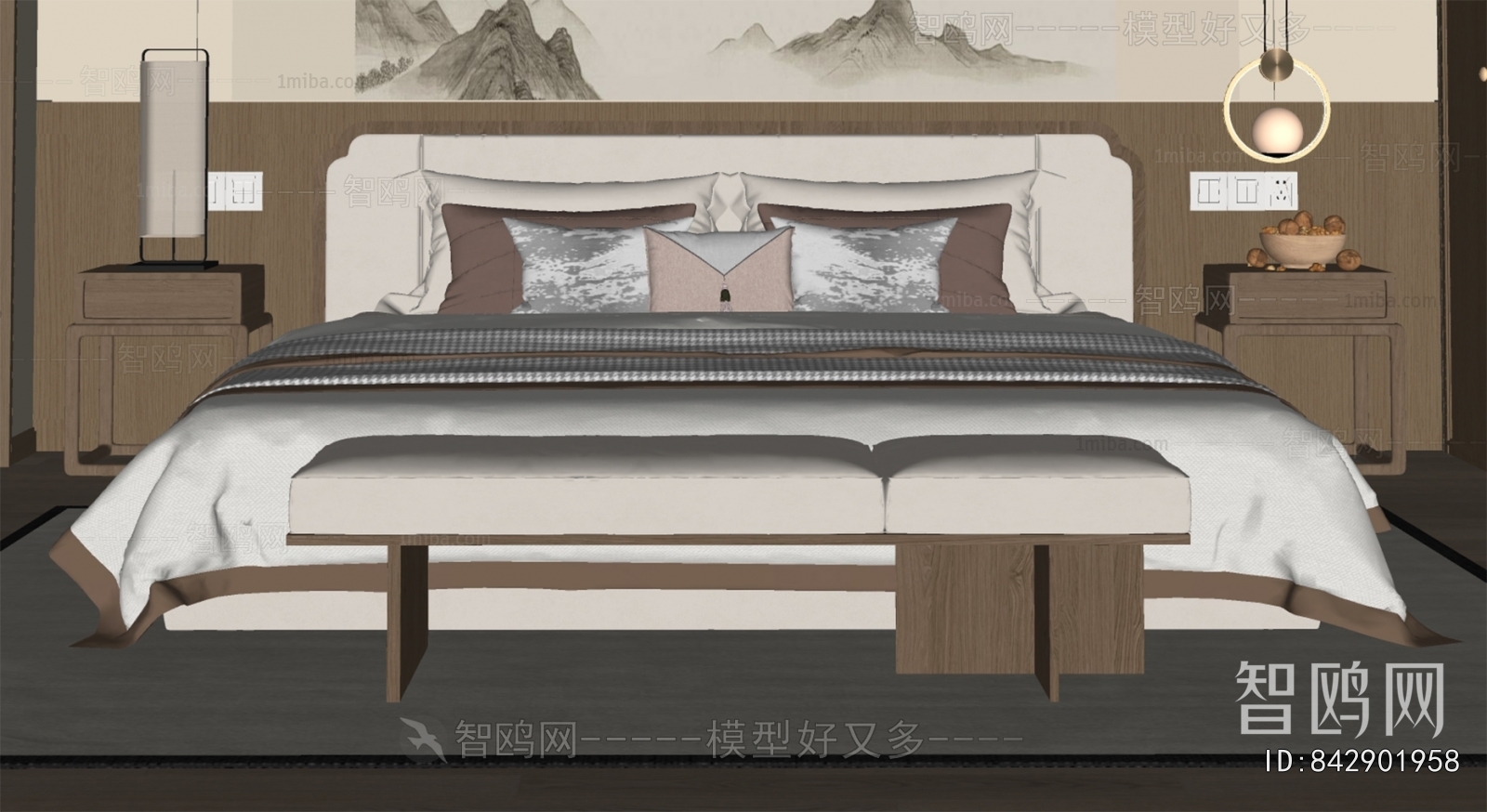 新中式双人床