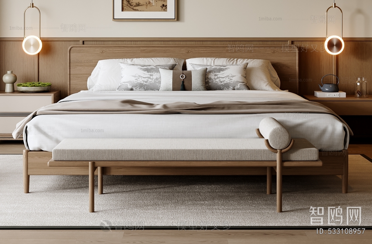 New Chinese Style Double Bed