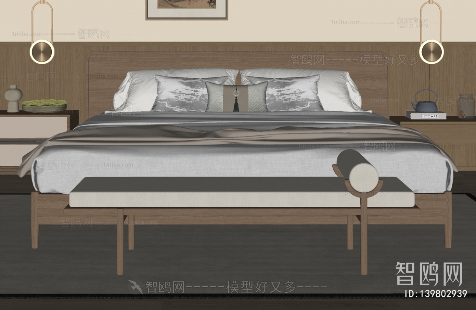 New Chinese Style Double Bed