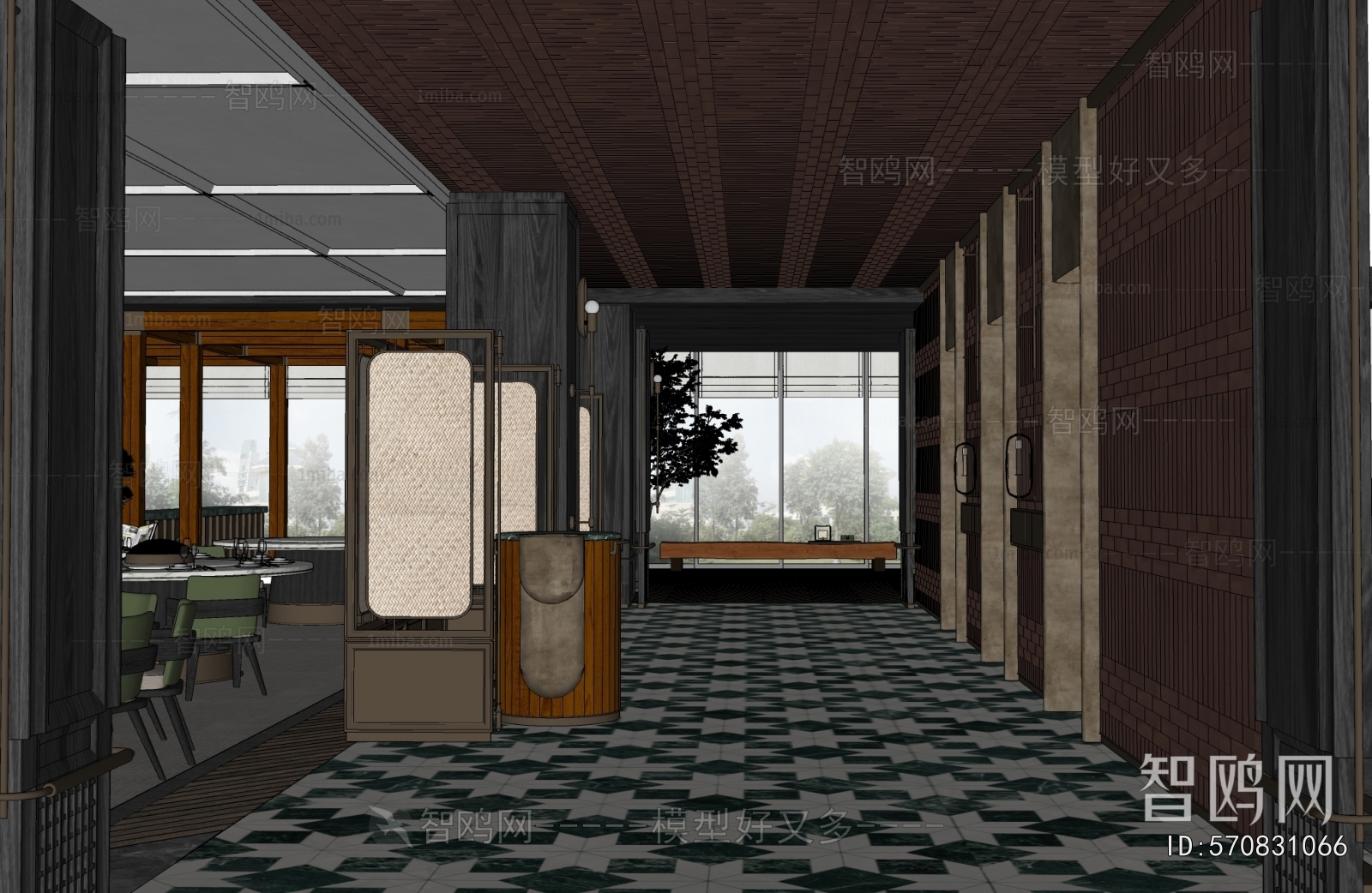 New Chinese Style Corridor Elevator Hall