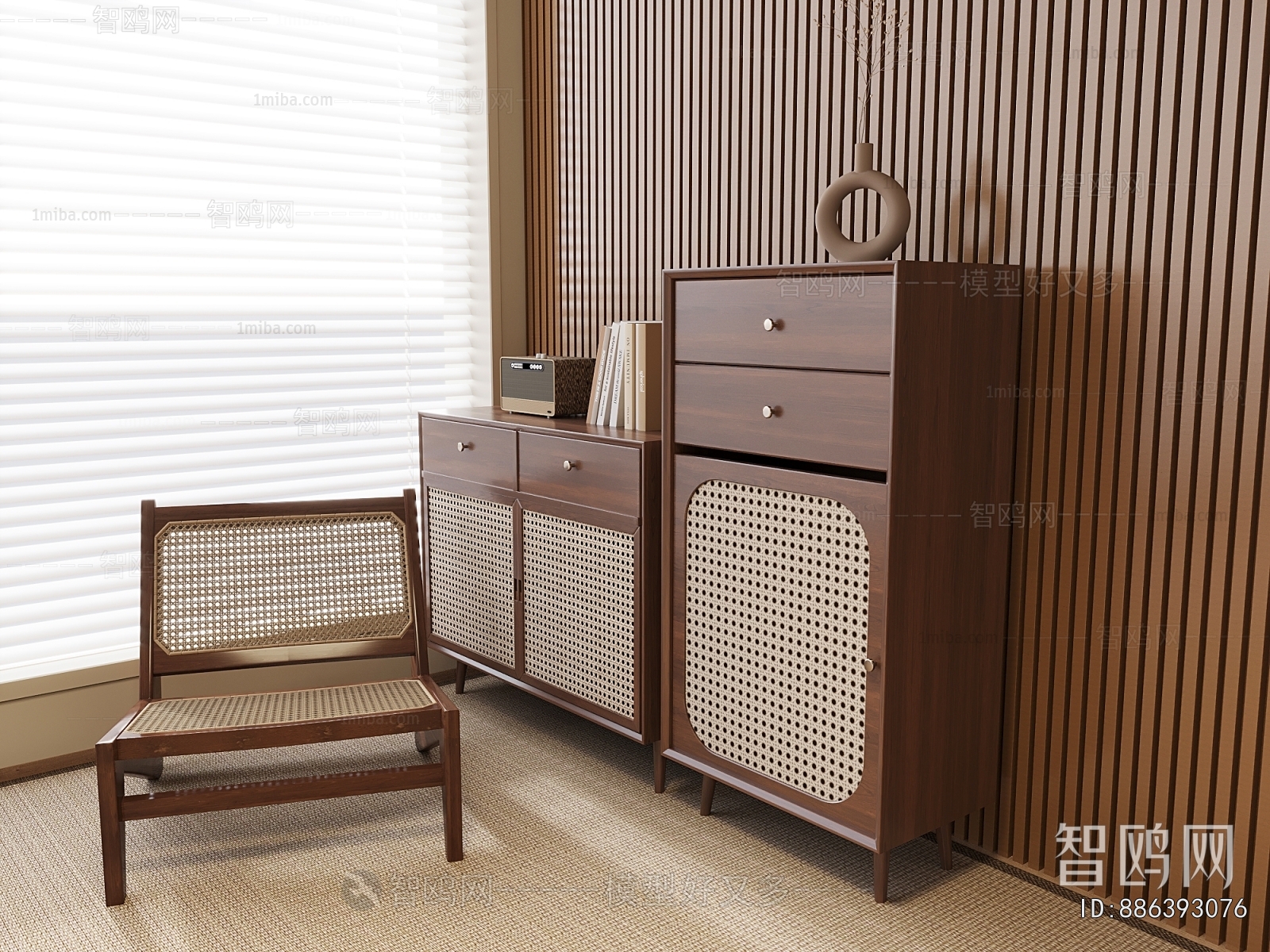 Wabi-sabi Style Side Cabinet