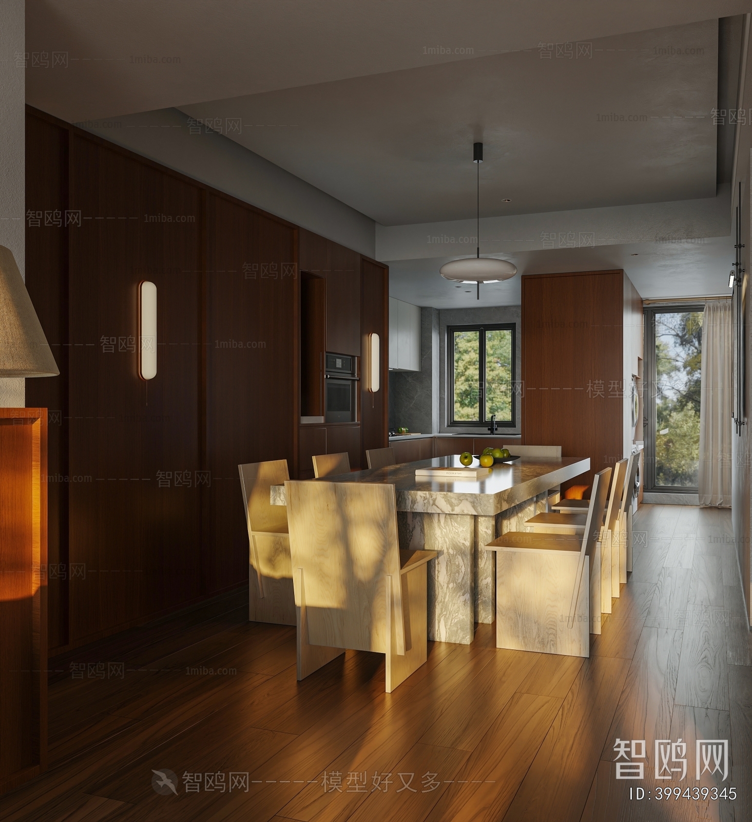 多场景-现代中古风大平层餐厅+客厅