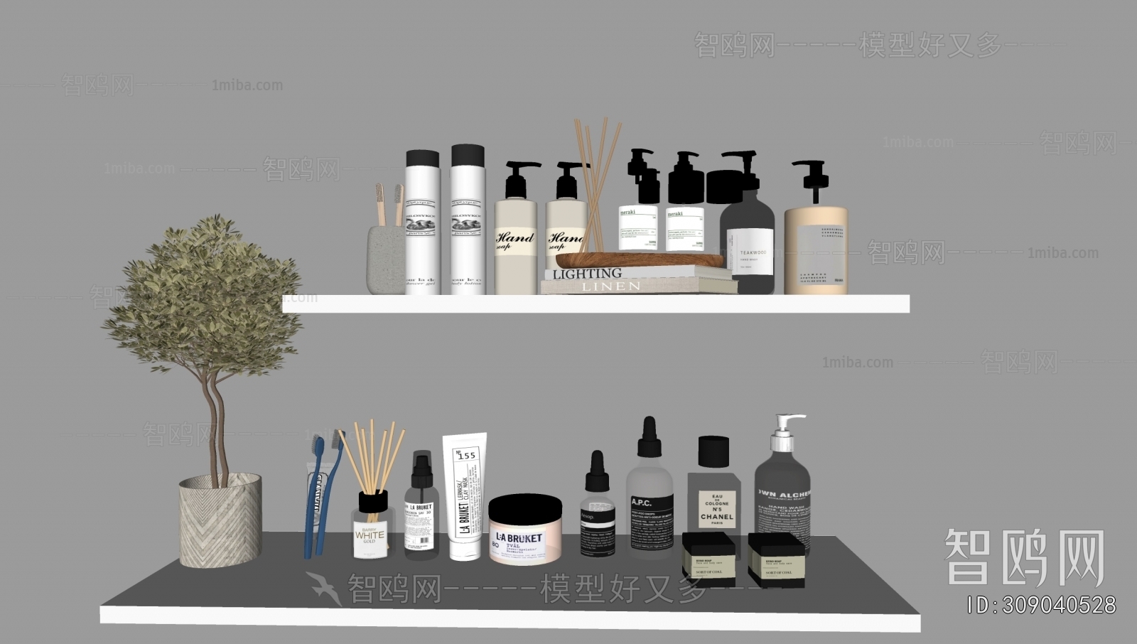 现代洗漱用品化妆品组合