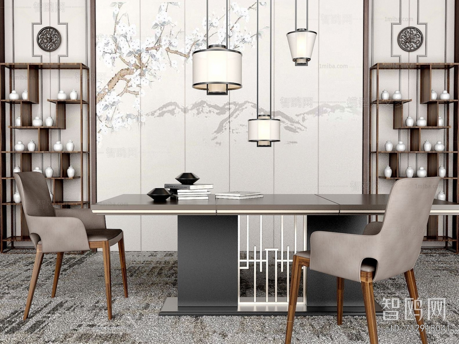 New Chinese Style Computer Desk And Chair