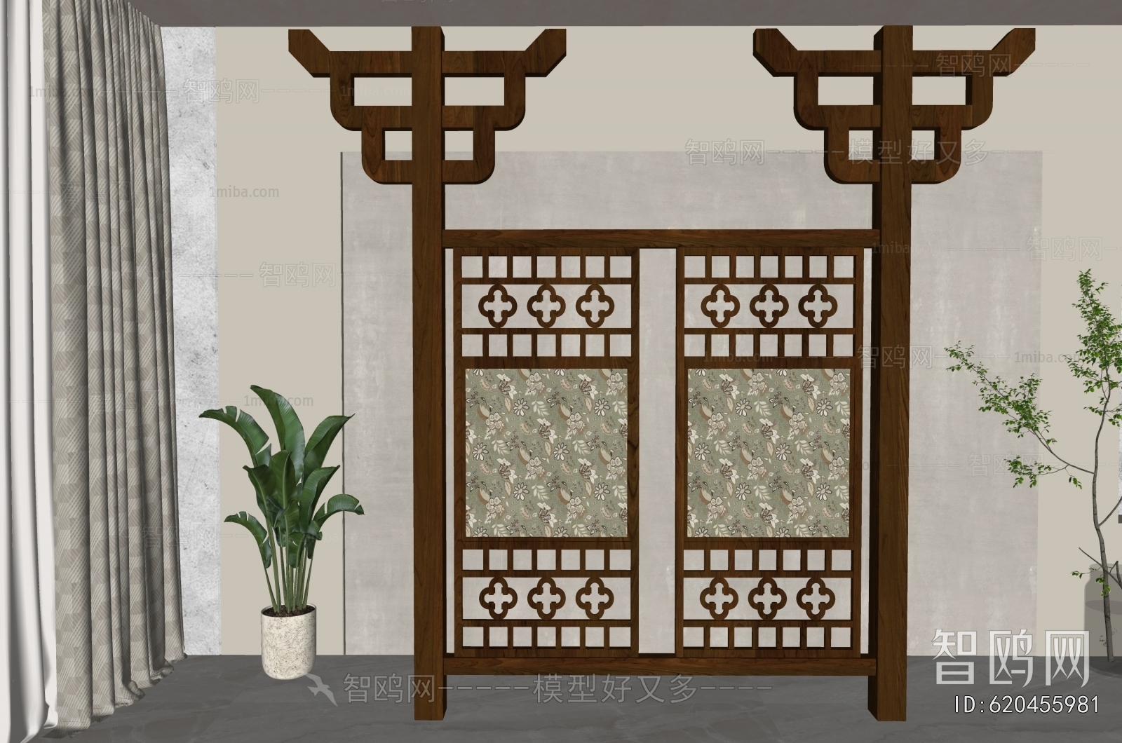 New Chinese Style Wooden Screen Partition