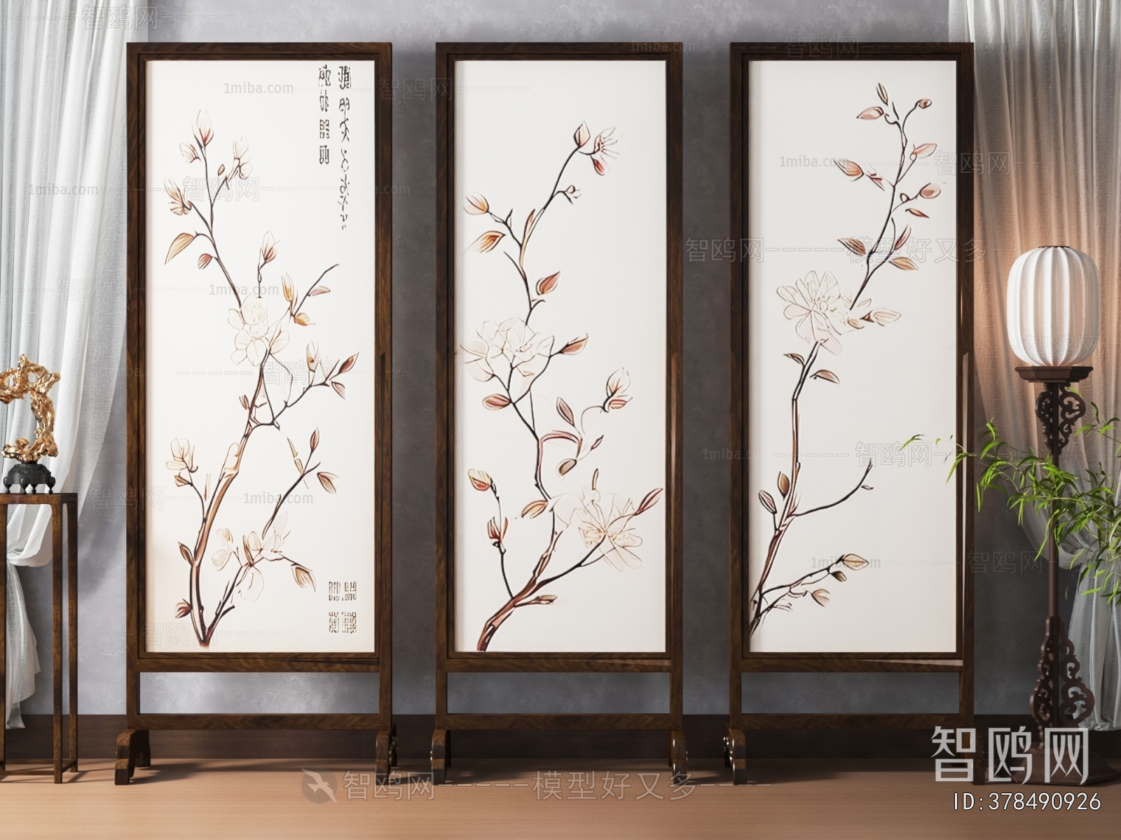 New Chinese Style Wooden Screen Partition
