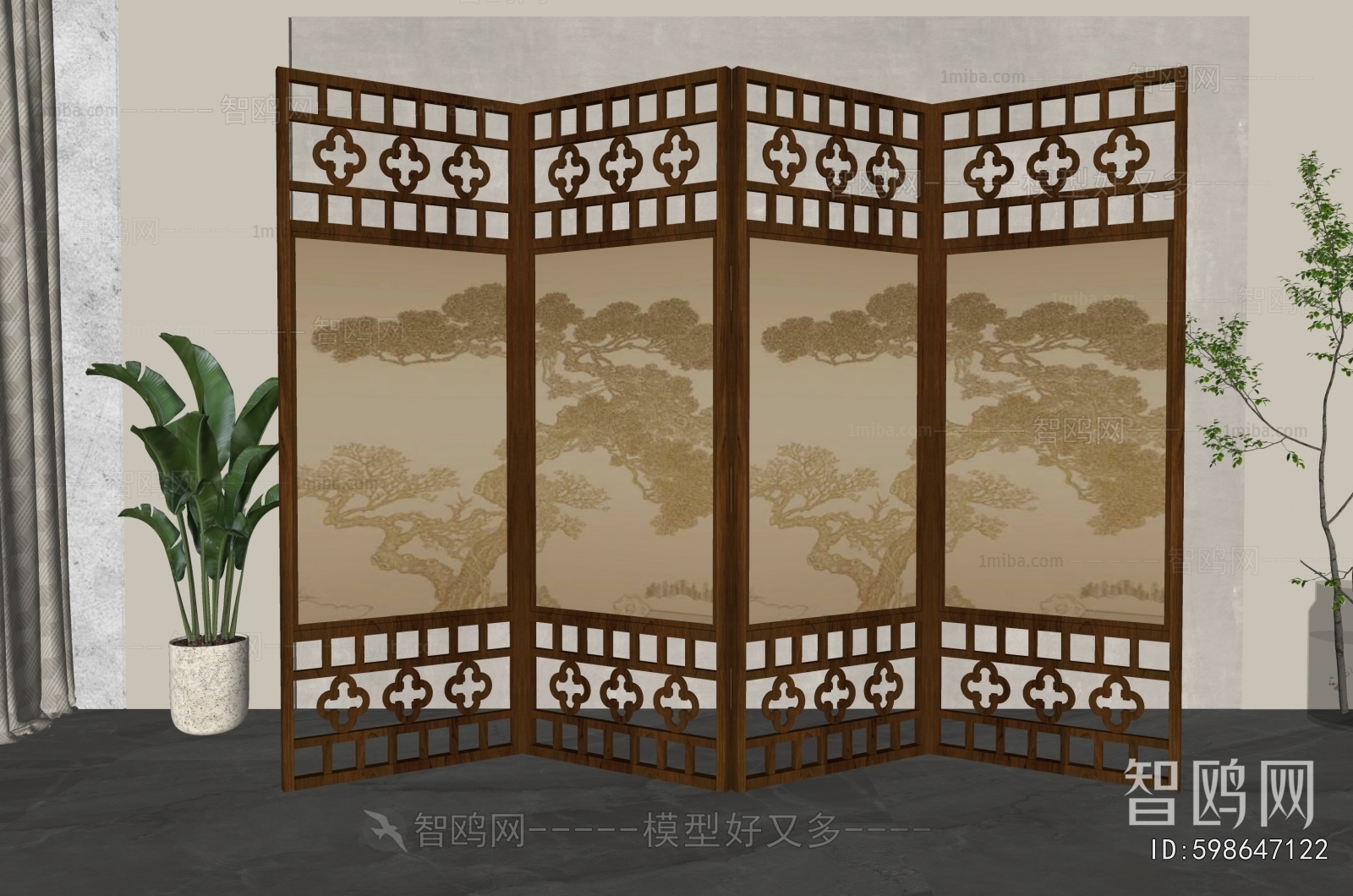 New Chinese Style Wooden Screen Partition