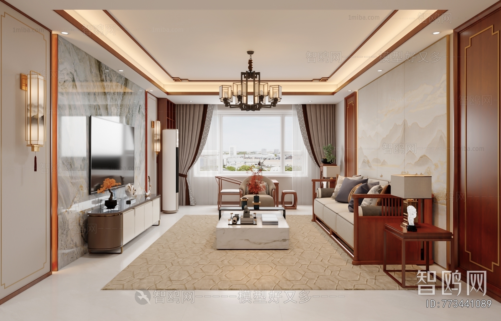 New Chinese Style A Living Room