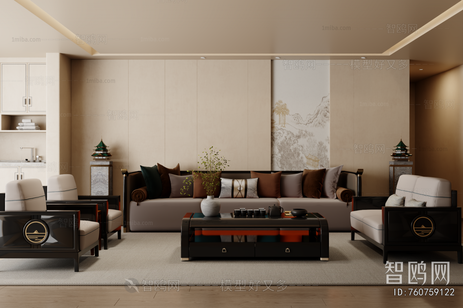 New Chinese Style A Living Room
