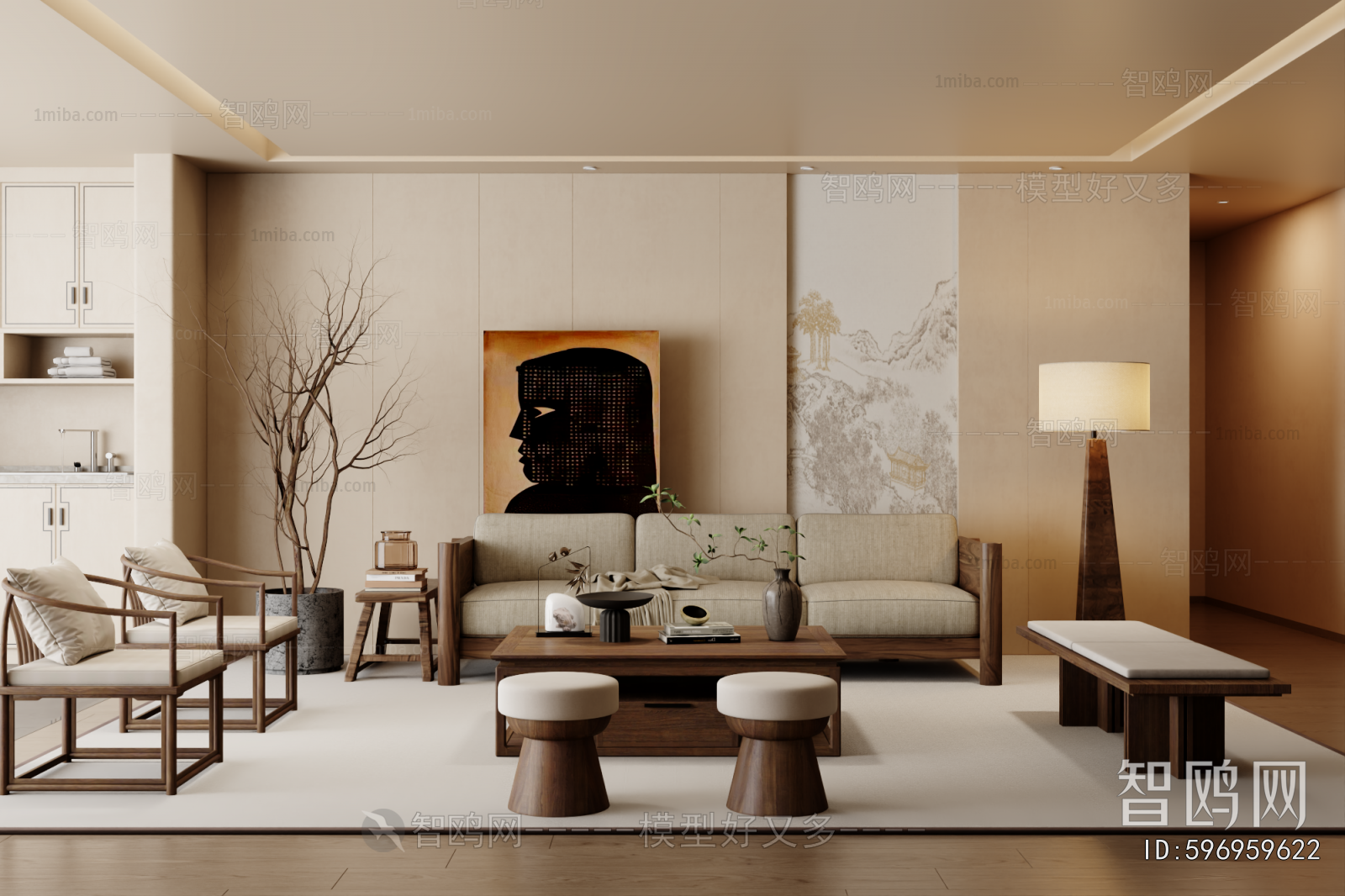 New Chinese Style A Living Room