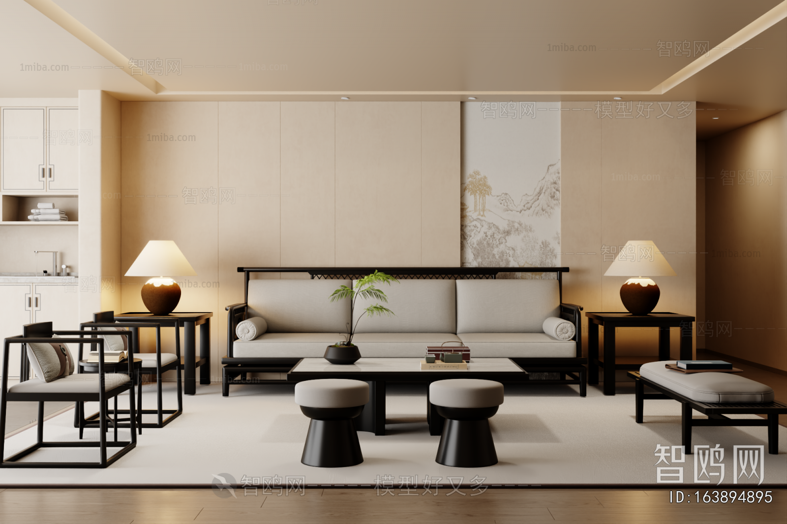 New Chinese Style A Living Room