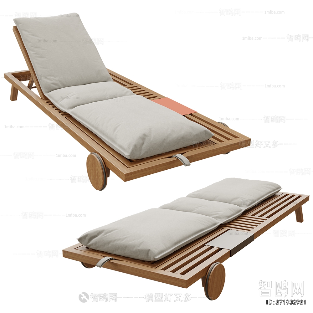 现代木制户外折叠躺椅