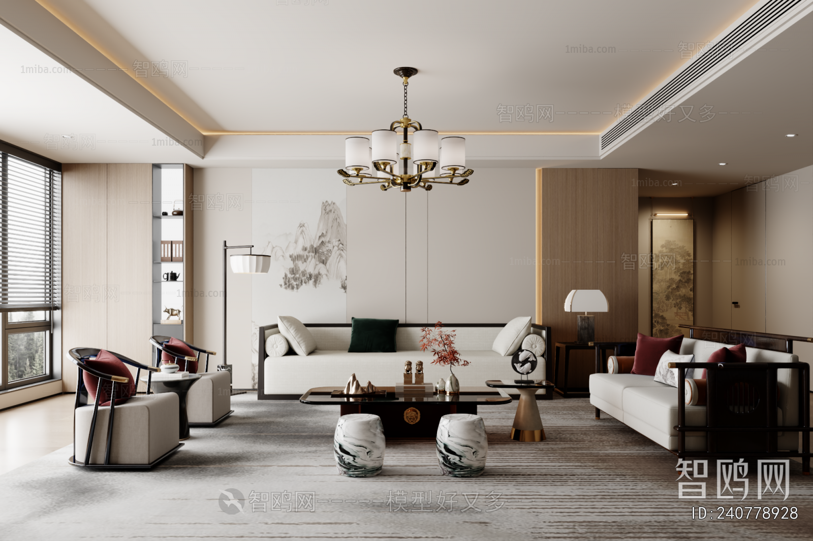 New Chinese Style A Living Room