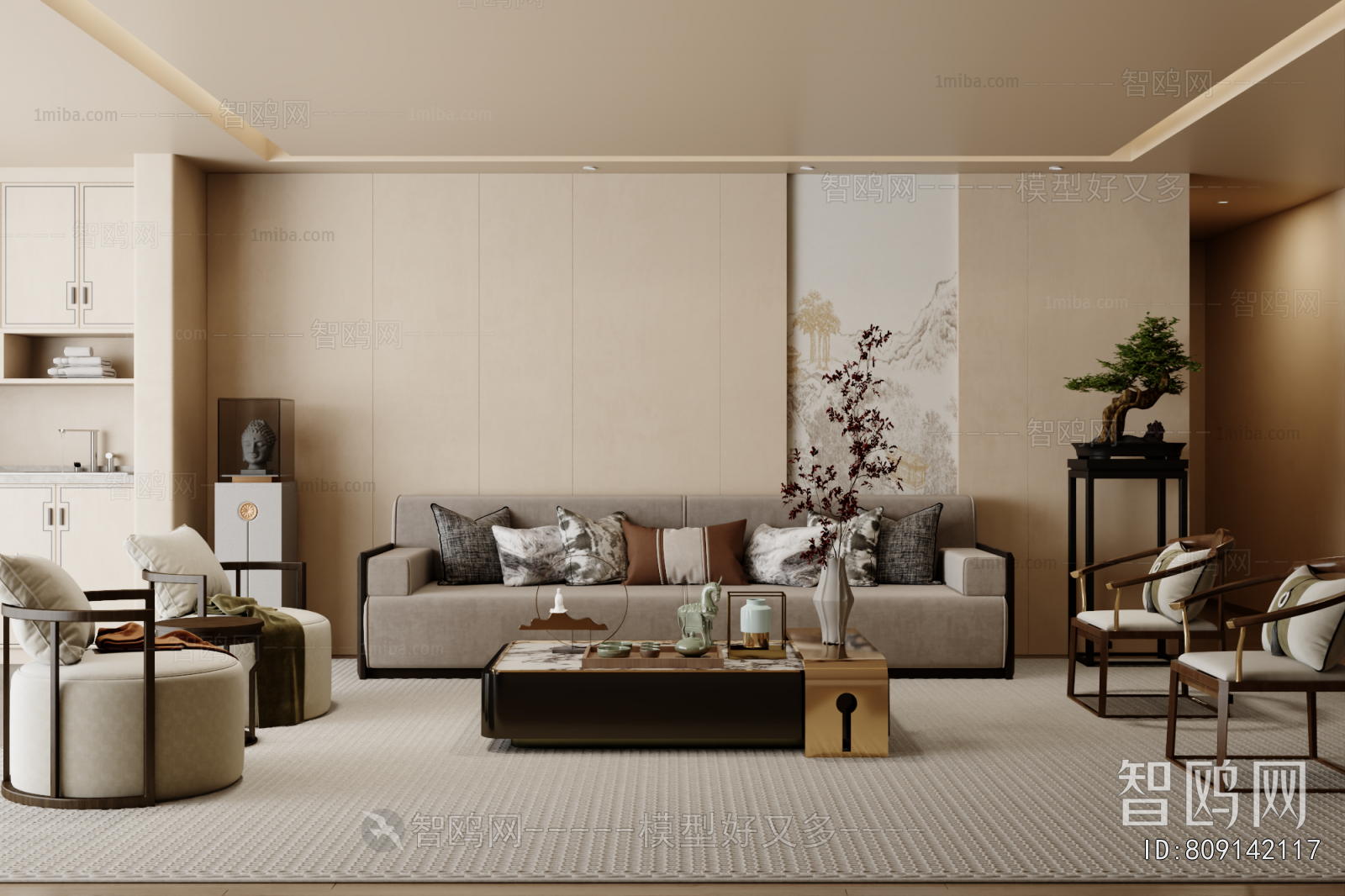 New Chinese Style A Living Room