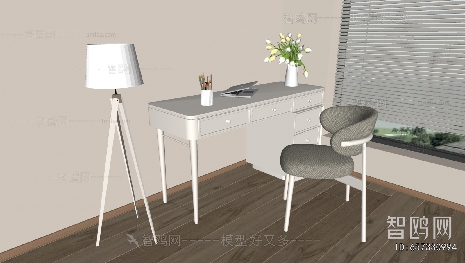 French Style Computer Desk And Chair