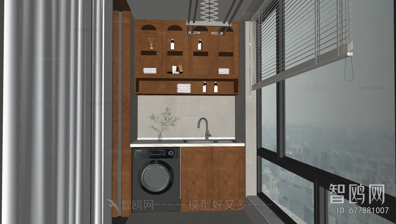 New Chinese Style Balcony Cabinet