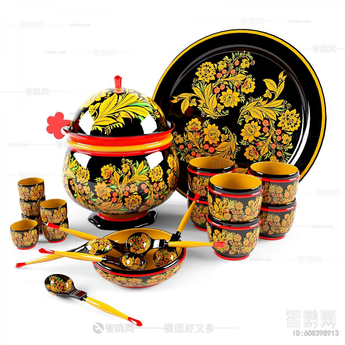 现代俄罗斯风格陶瓷餐具组合