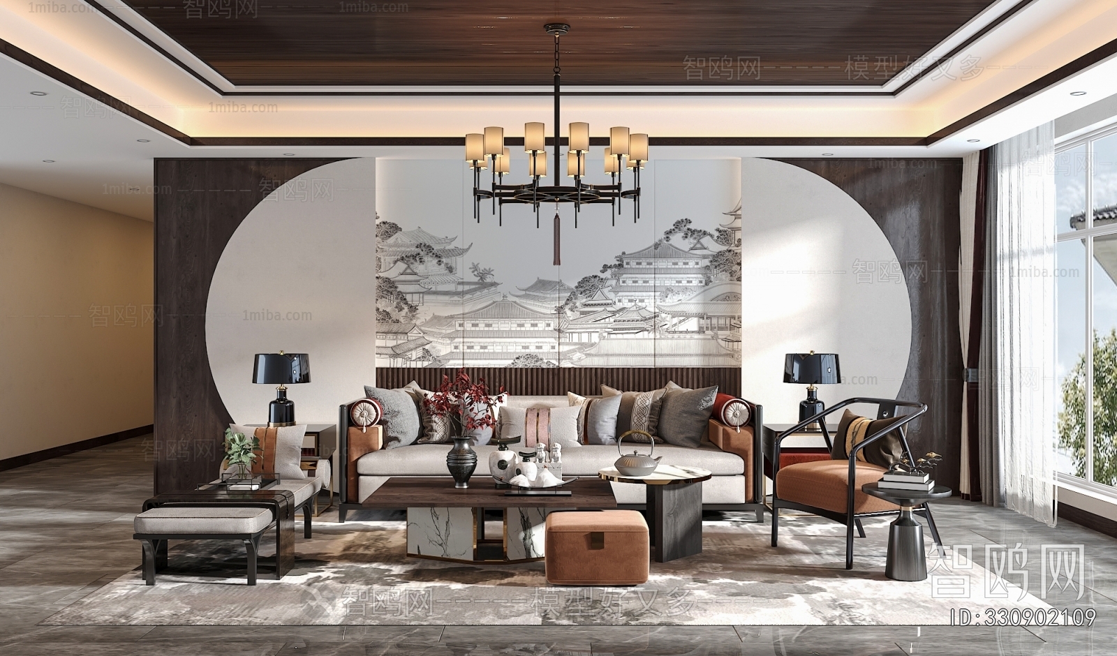 New Chinese Style A Living Room