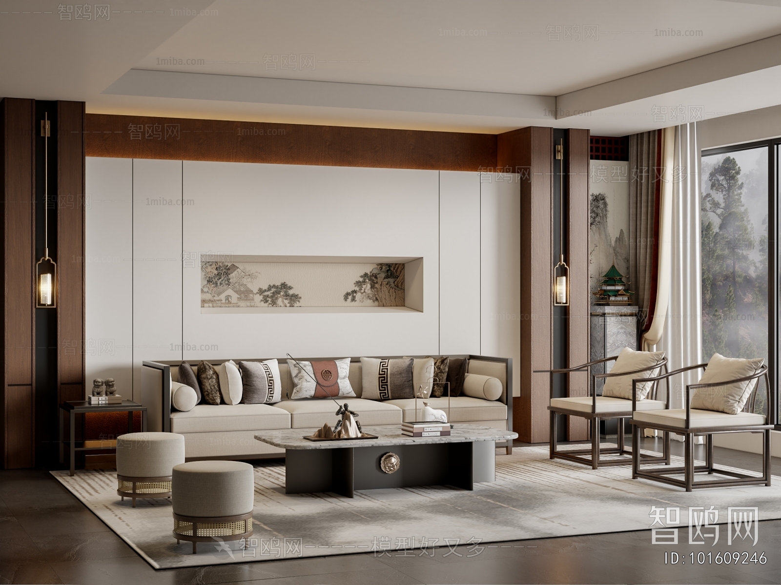 New Chinese Style A Living Room