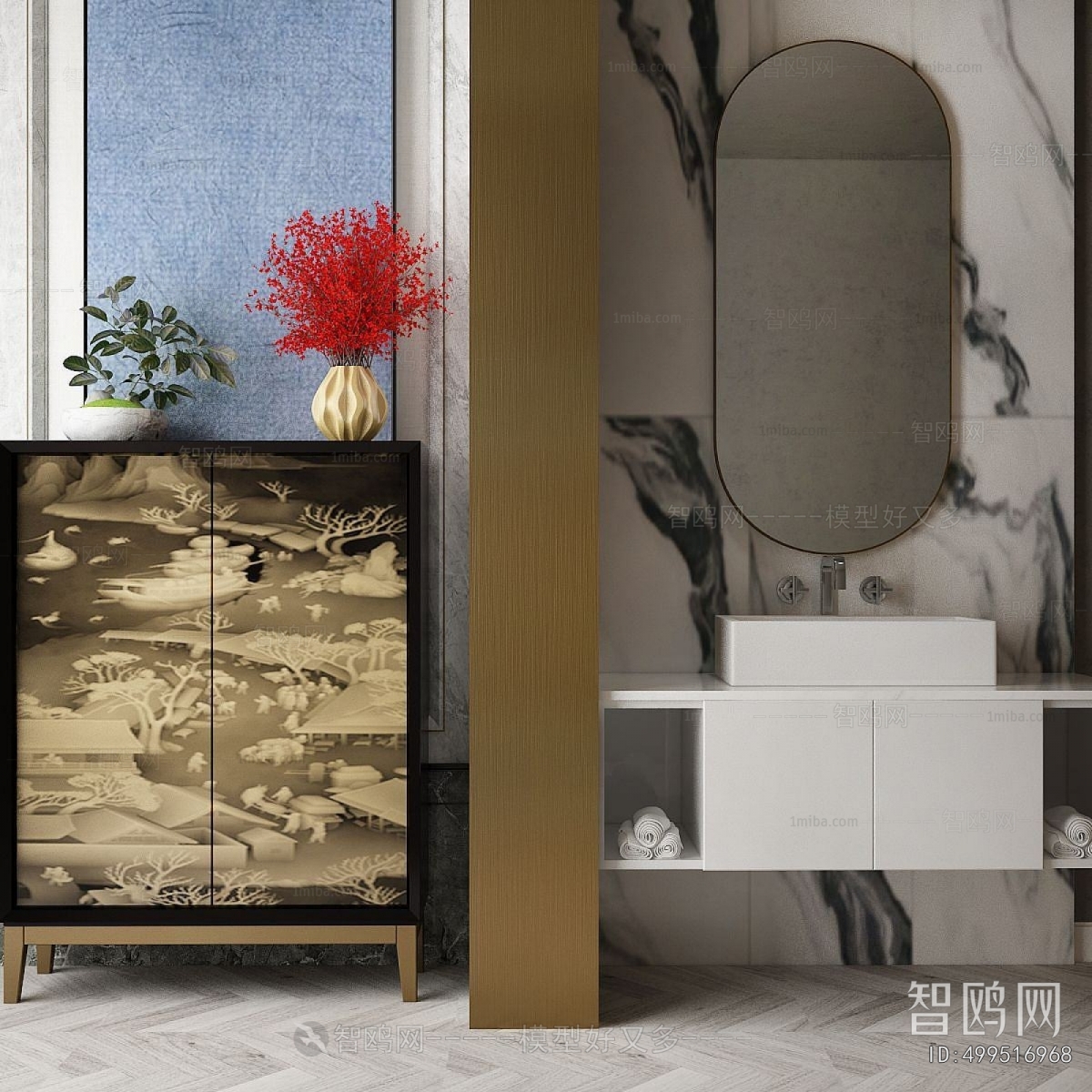 New Chinese Style Entrance Cabinet