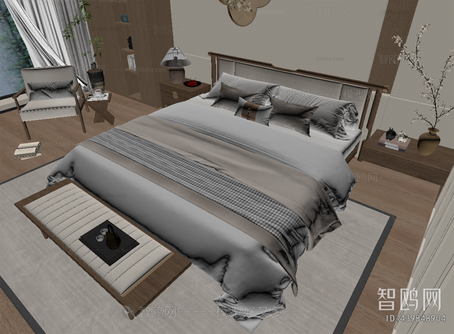 New Chinese Style Double Bed