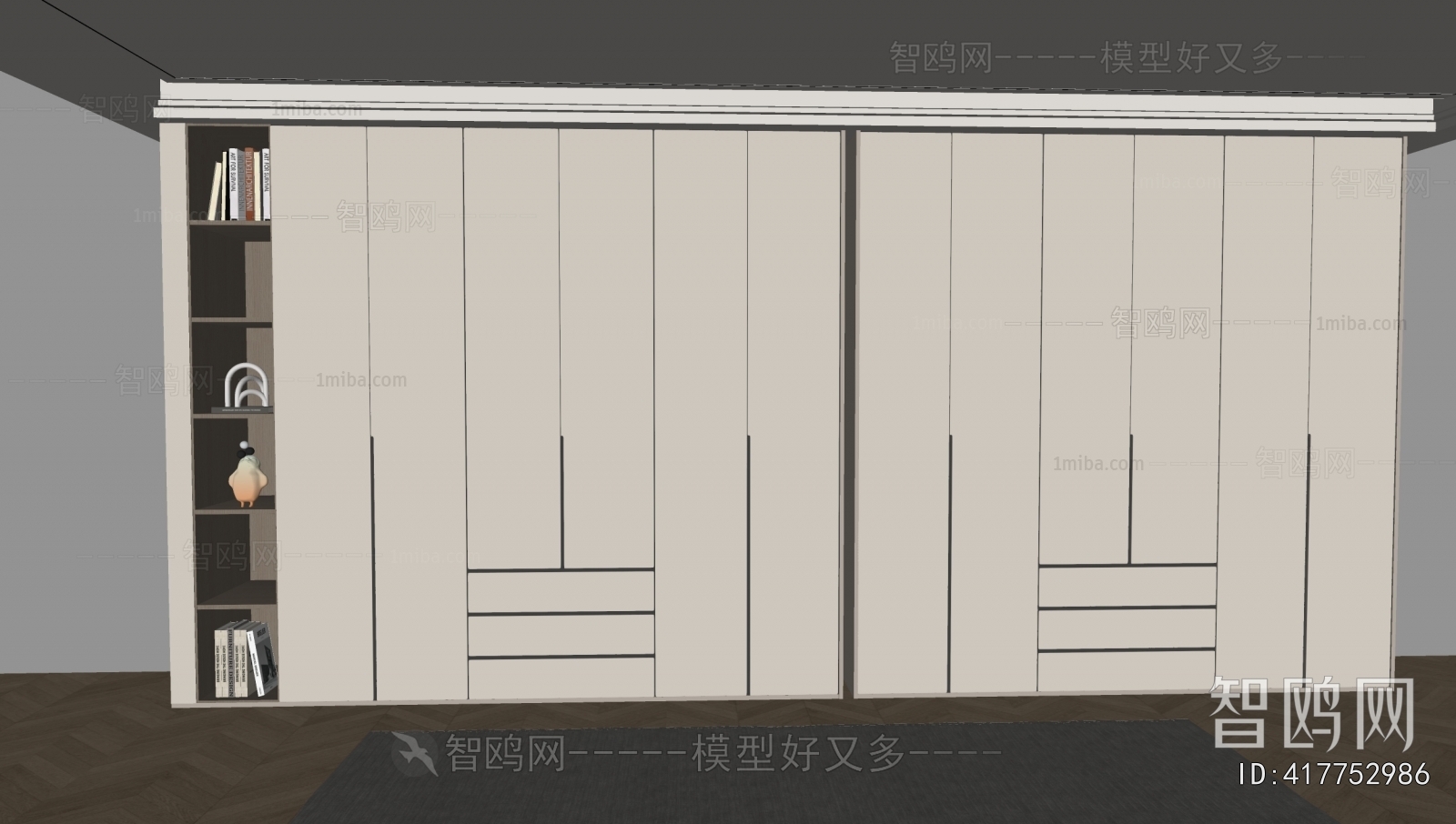 现代奶油风衣柜组合