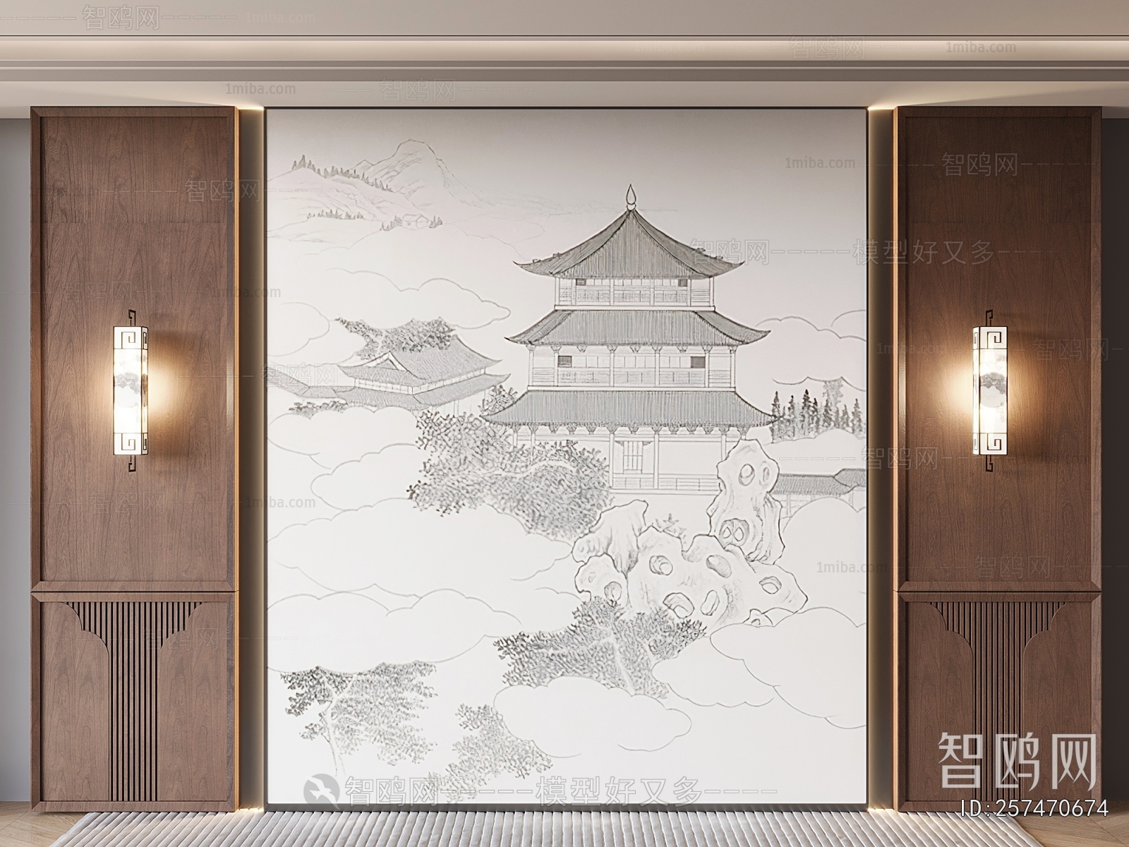 New Chinese Style TV Wall