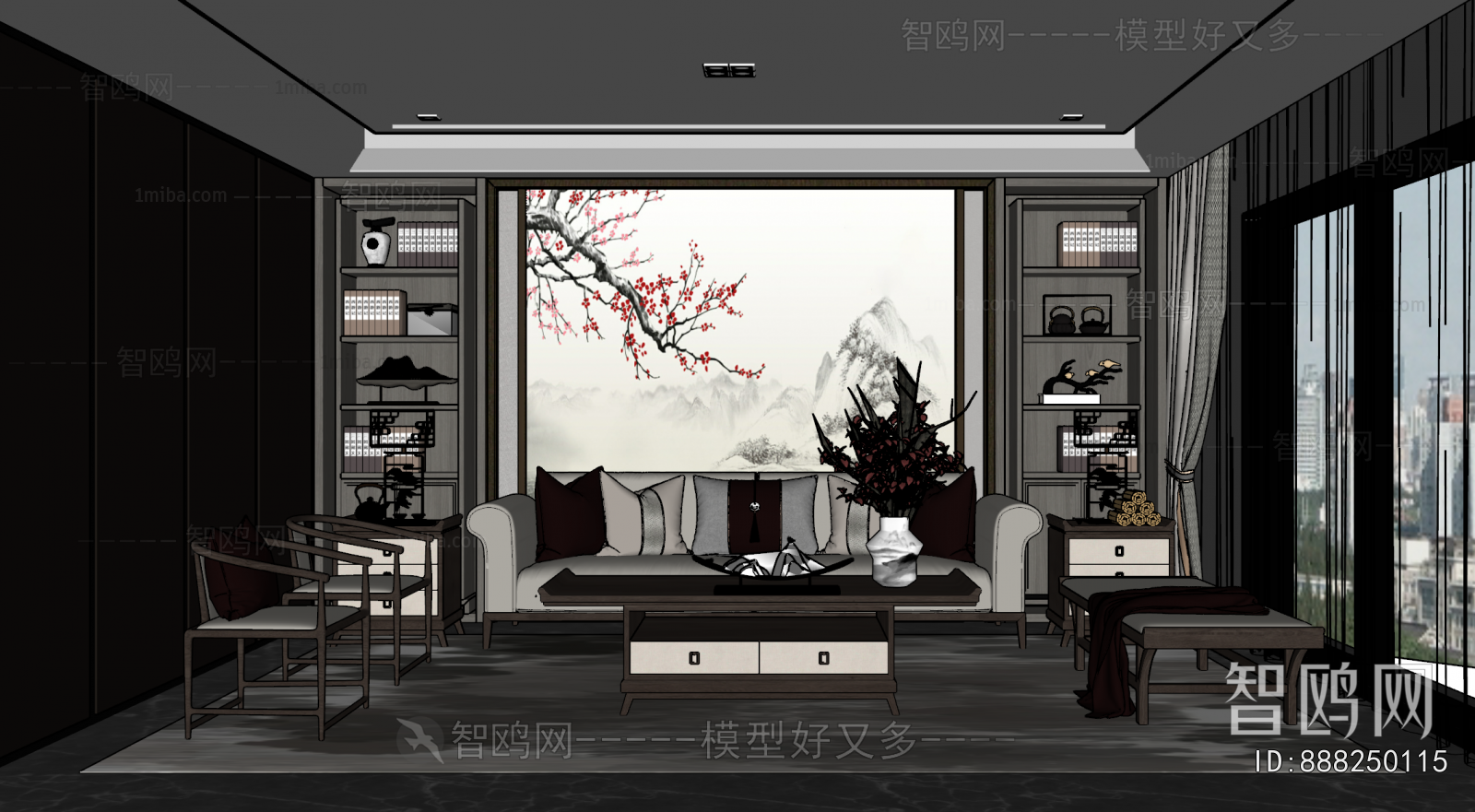 New Chinese Style A Living Room