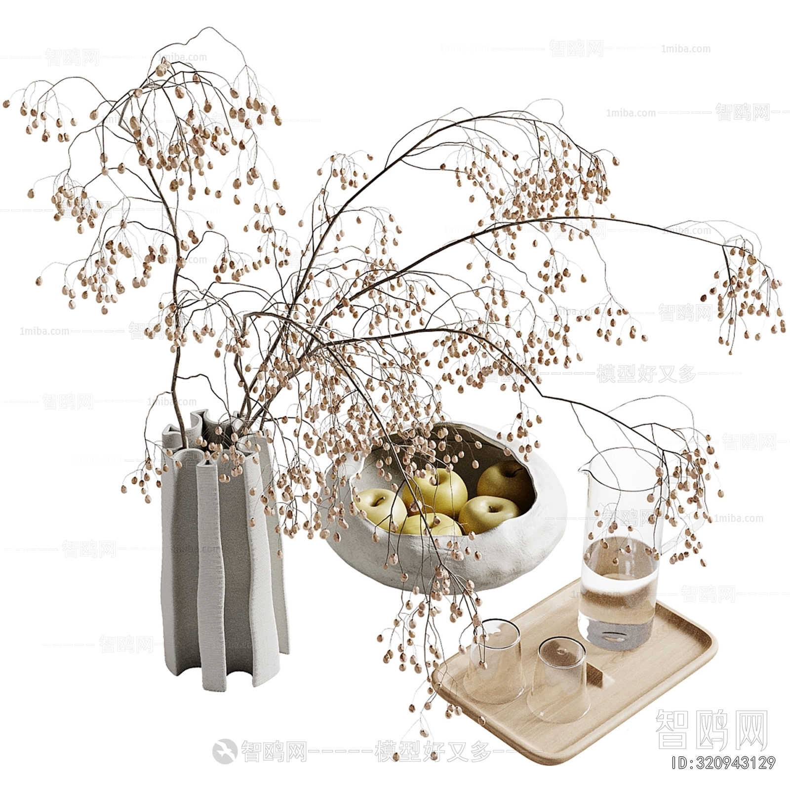 现代花艺水果摆件组合