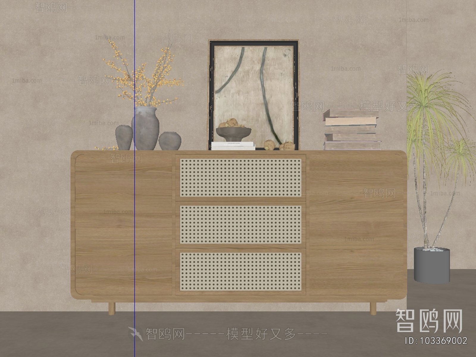 Wabi-sabi Style Side Cabinet