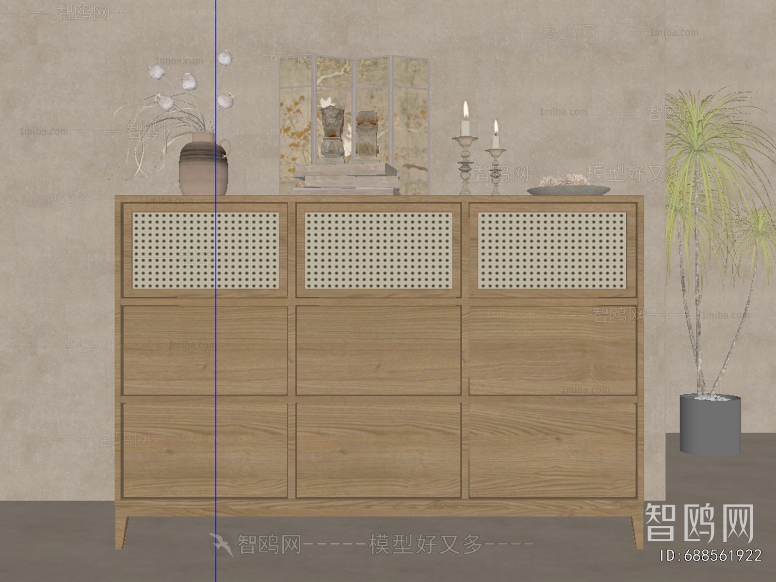 Wabi-sabi Style Side Cabinet