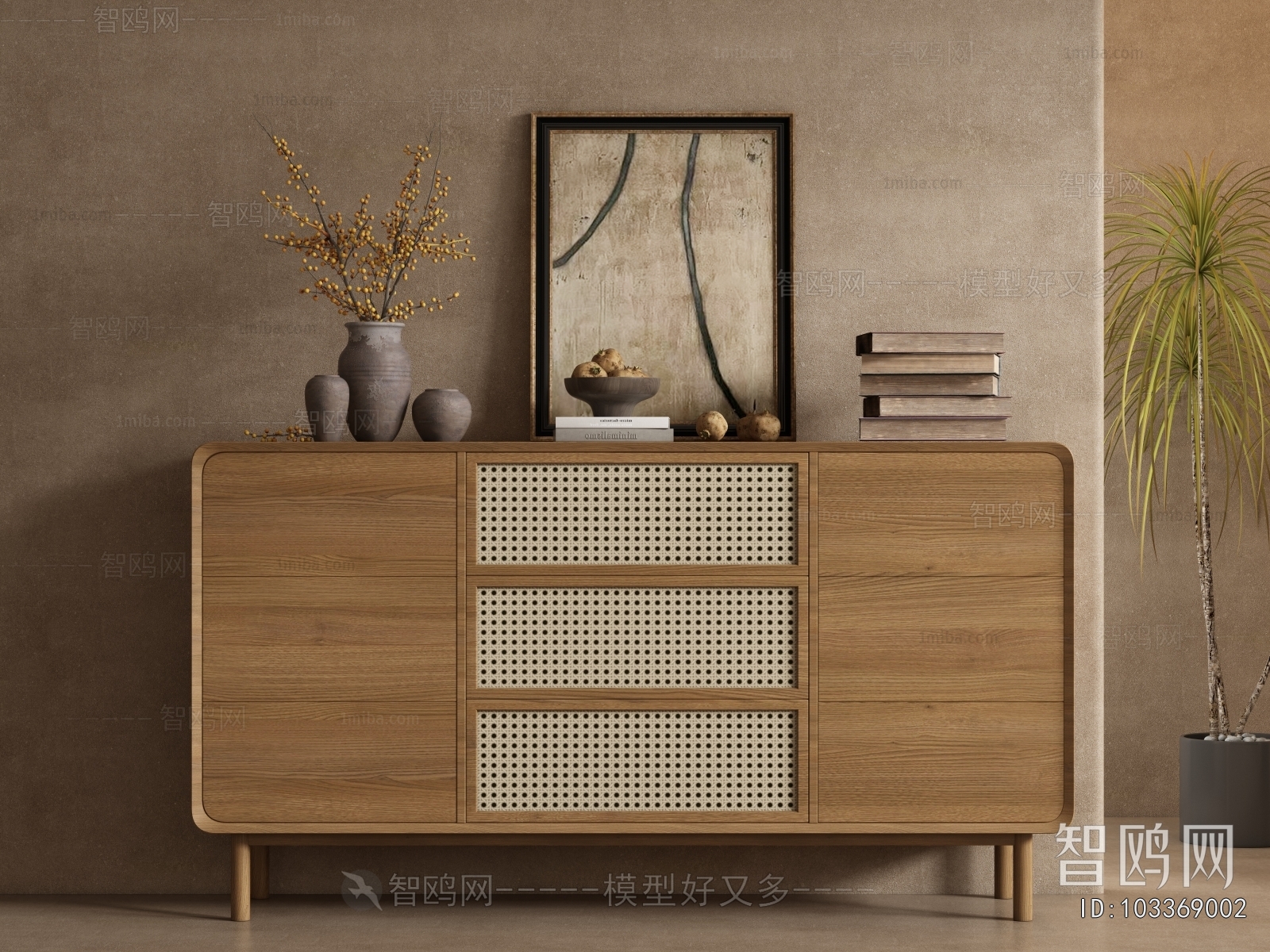 Wabi-sabi Style Side Cabinet