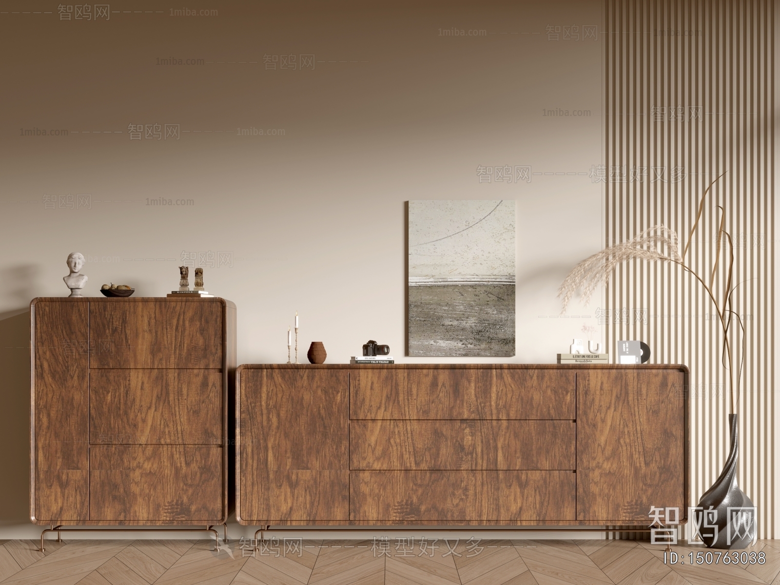 Wabi-sabi Style Side Cabinet