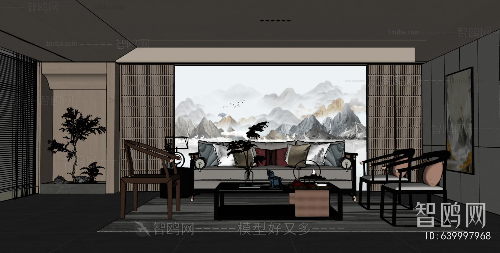 New Chinese Style A Living Room
