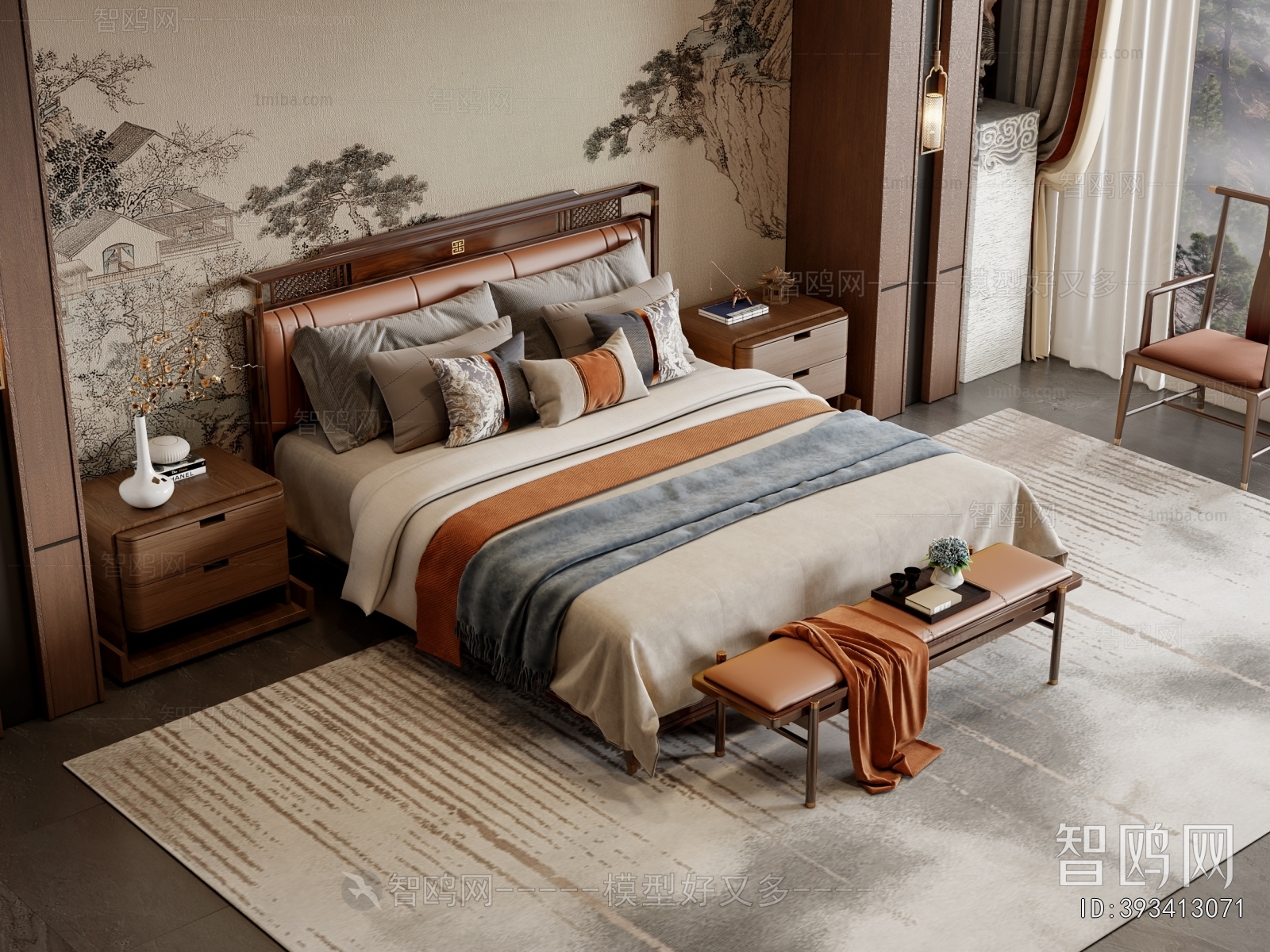 New Chinese Style Double Bed