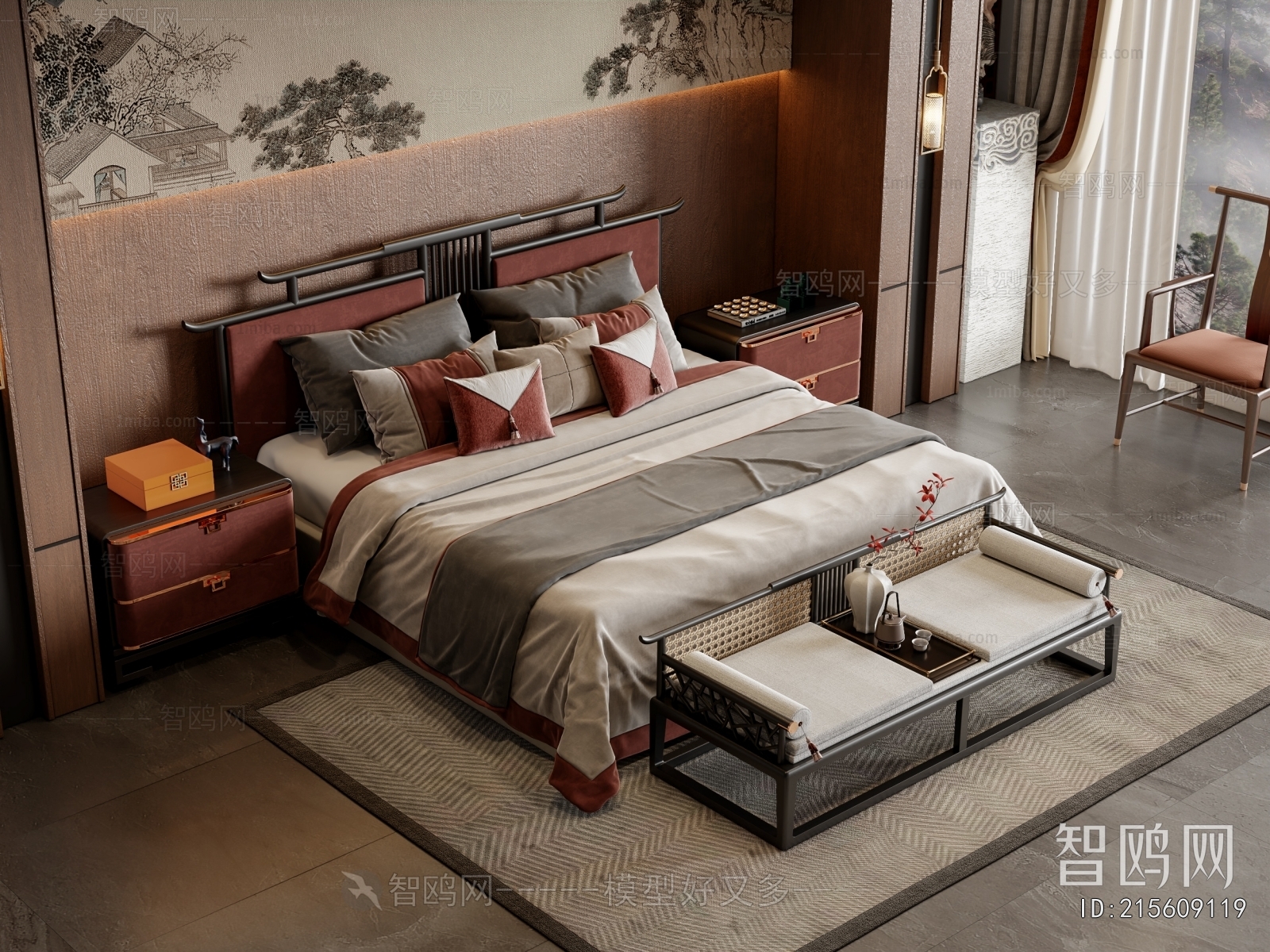 New Chinese Style Double Bed