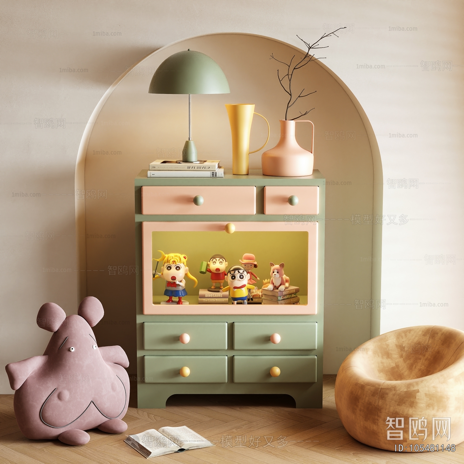 Simple European Style Bedside Cupboard