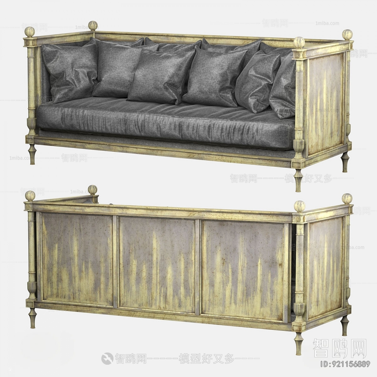 Retro Style Three-seat Sofa