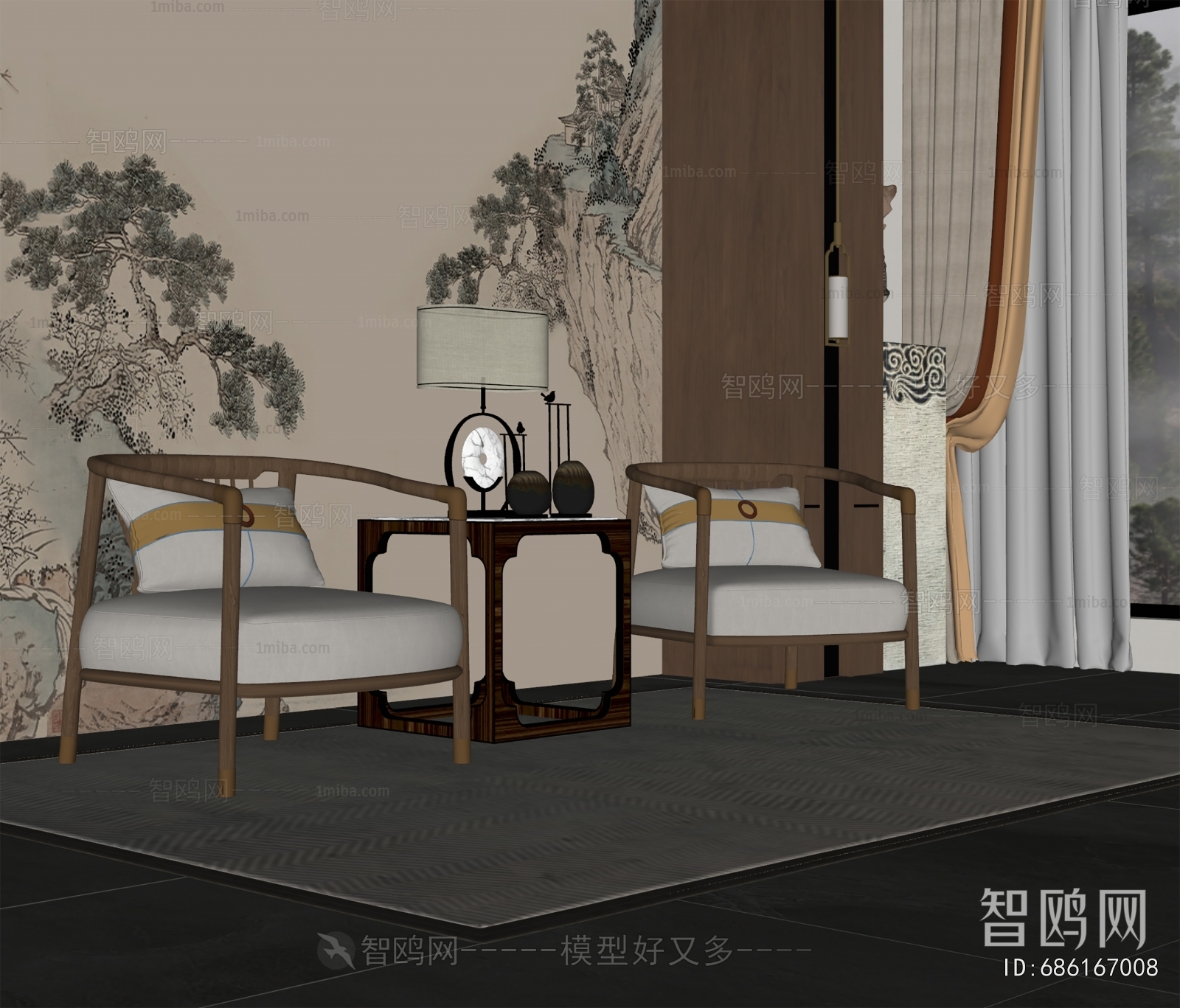 新中式休闲椅组合