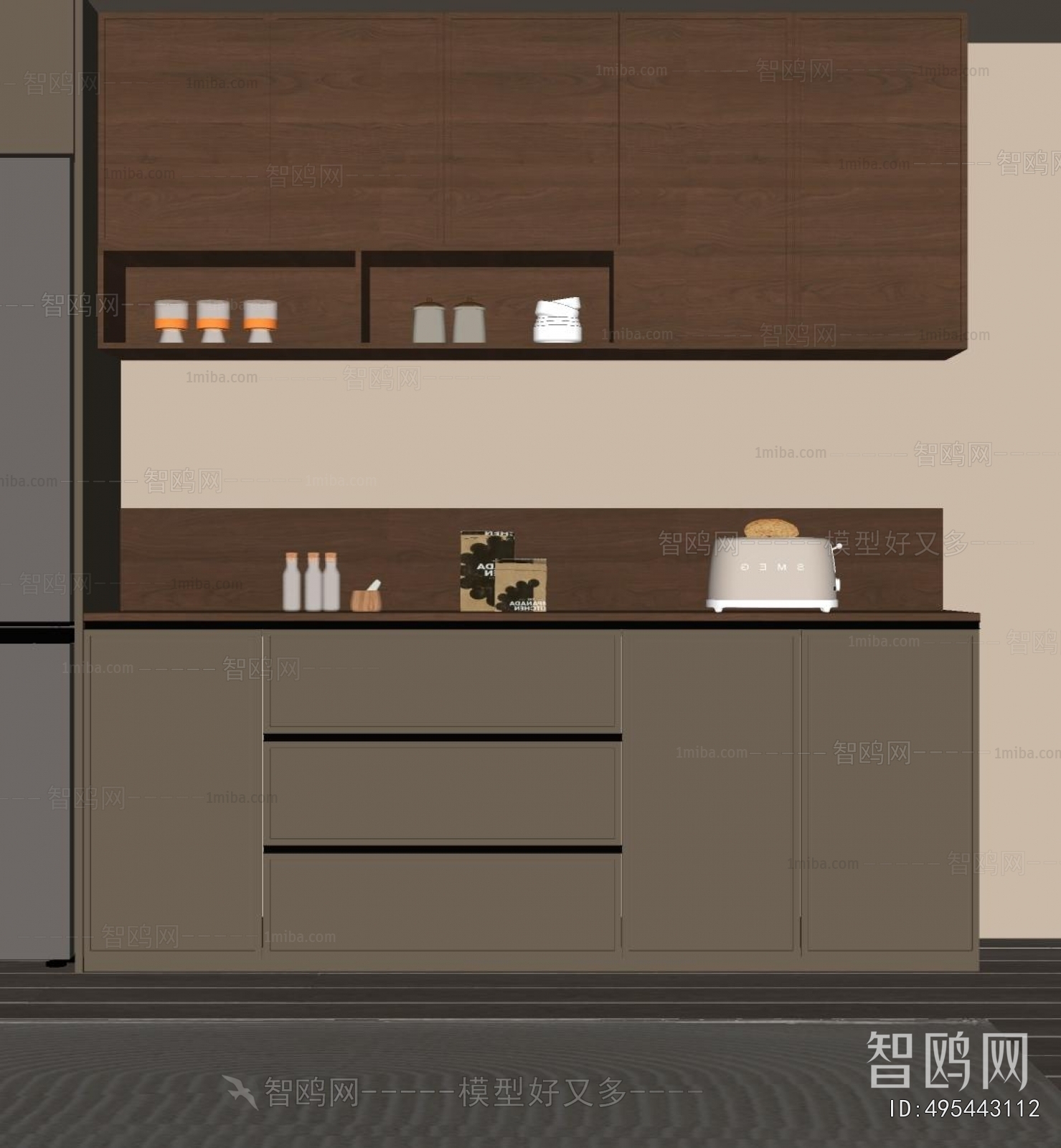 现代中古风简约餐边柜