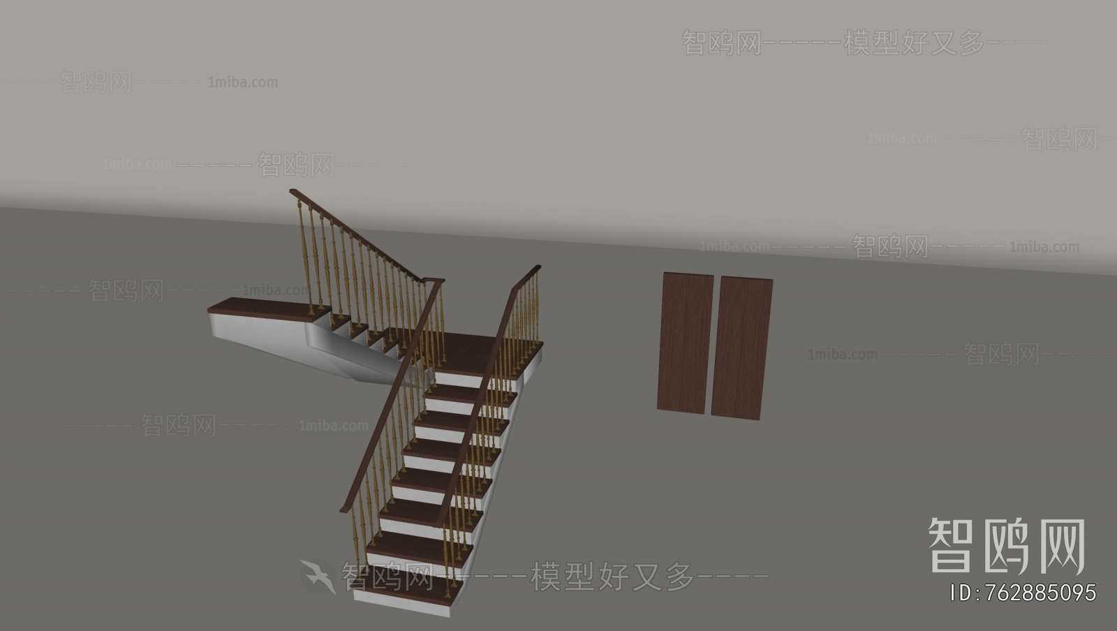 现代实木楼梯铁艺栏杆