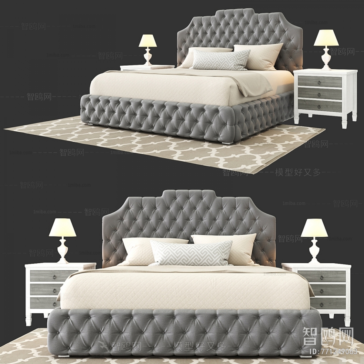 Simple European Style Double Bed