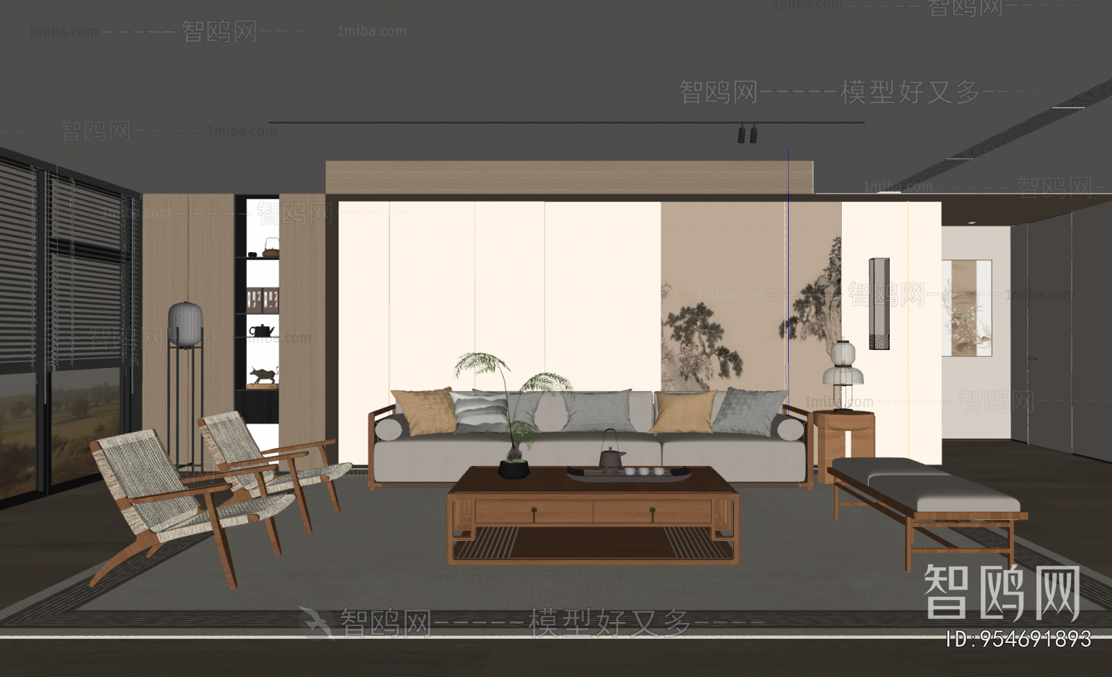 New Chinese Style A Living Room