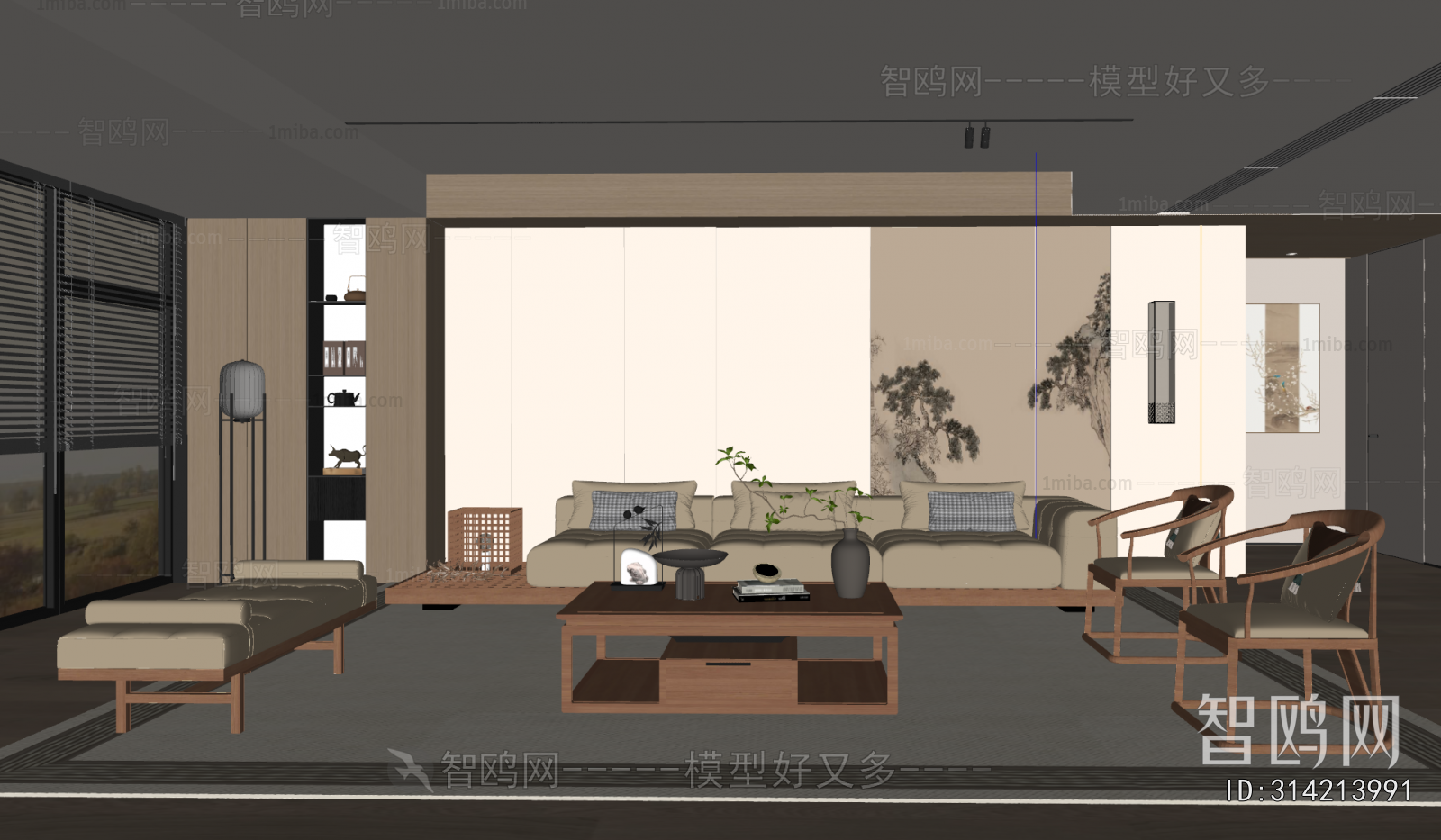 New Chinese Style A Living Room