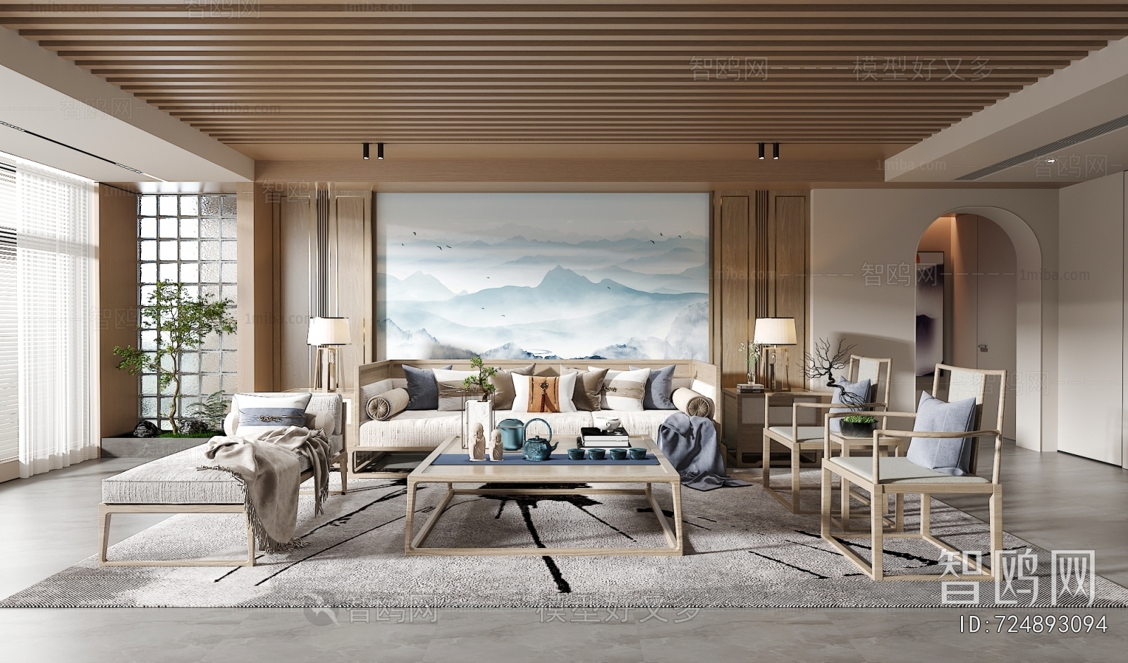 New Chinese Style A Living Room