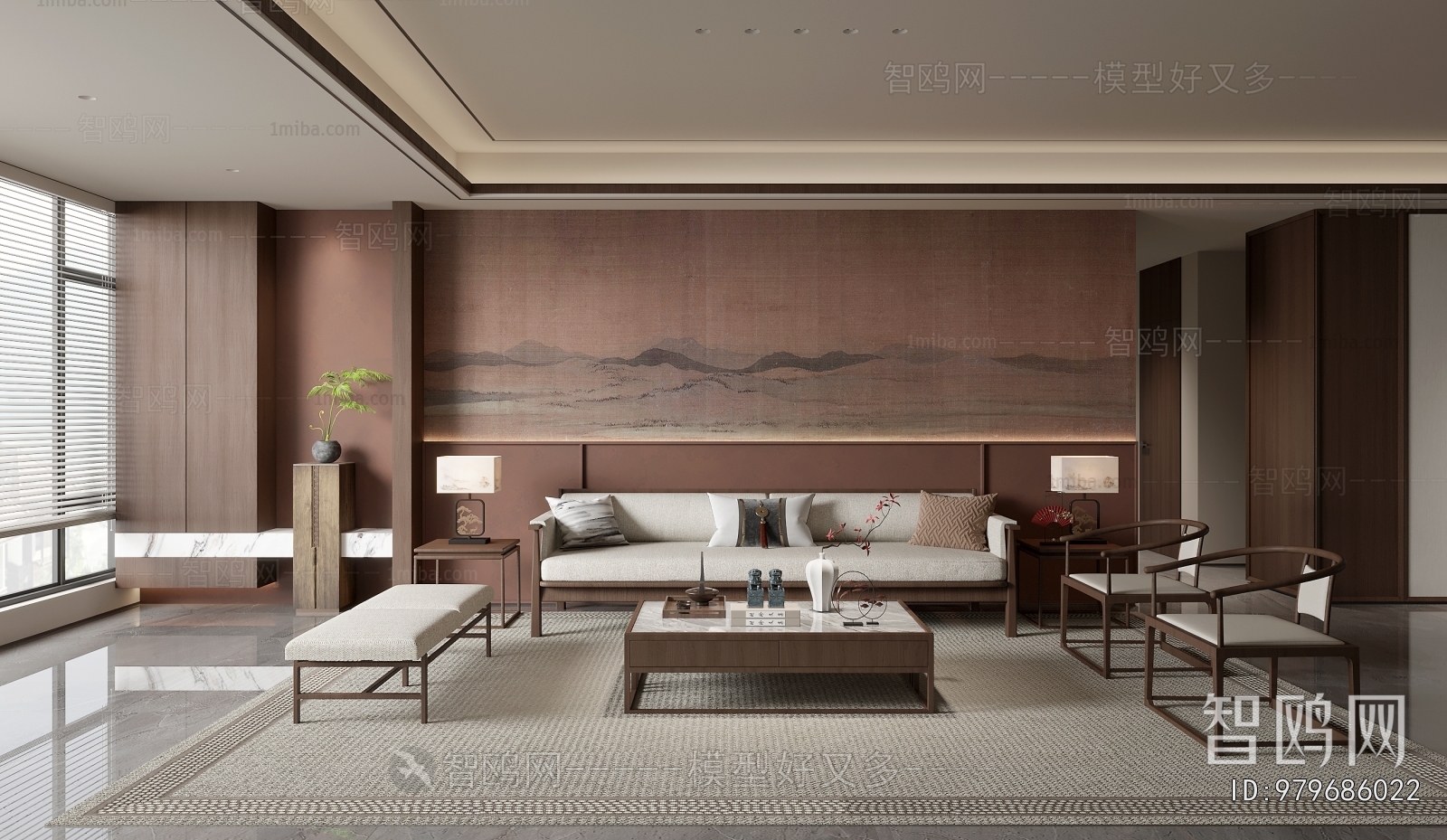 New Chinese Style A Living Room