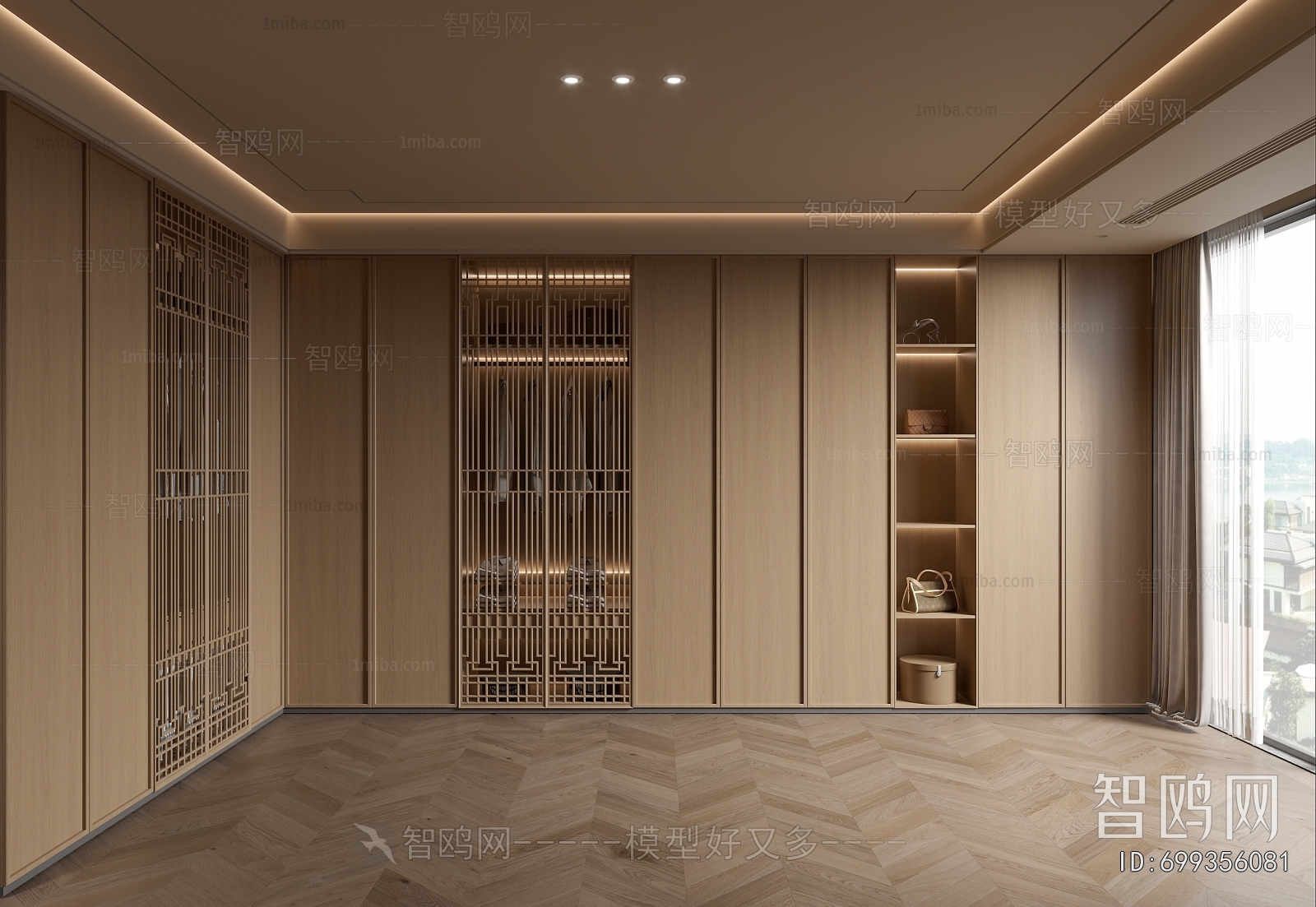 New Chinese Style Clothes Storage Area