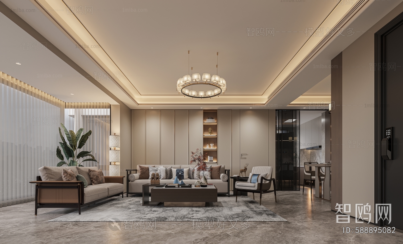 New Chinese Style A Living Room